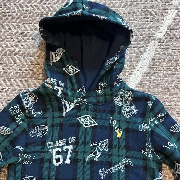 POLO RALPH LAUREN KIDS graphic-print long-sleeve hoodie Sz 5 - Picture 4 of 5